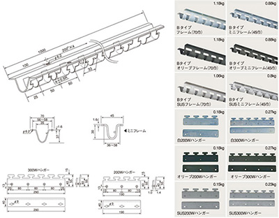 Bタイプ固定フレーム＆ハンガー